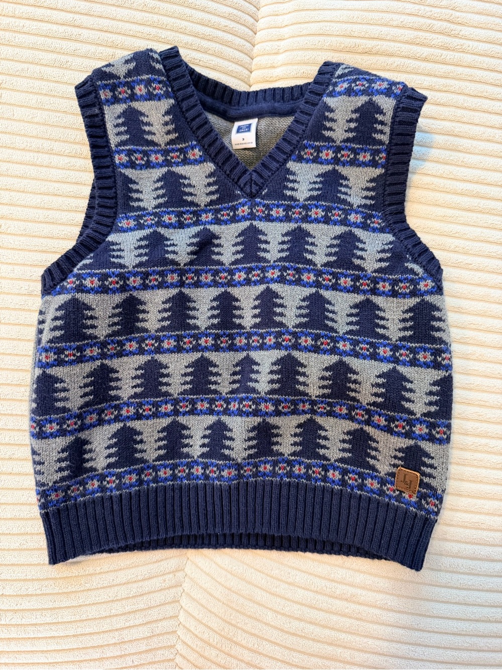 Janie and Jack Navy and Gray holiday Knit Vest